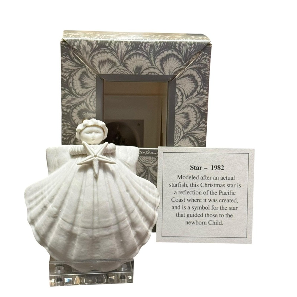 Margaret Furlong Star Angel 1982 3" Bisque Porcelain Christmas Ornament w Box